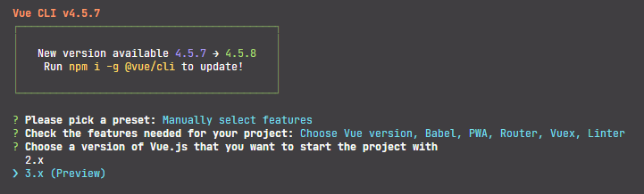 Sélection de Vue 3 avec @vue/cli